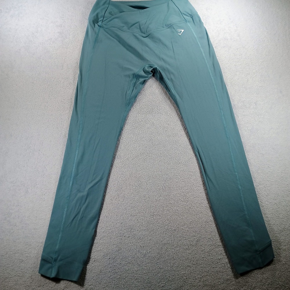 Gymshark Women Crossover‎ Waistband Leggings Teal Medium Tulip Cuff